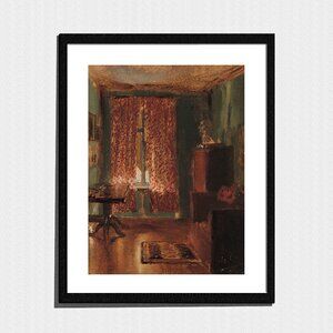Art Print, Victorian Red Room Dark Academia Still-Life Painting